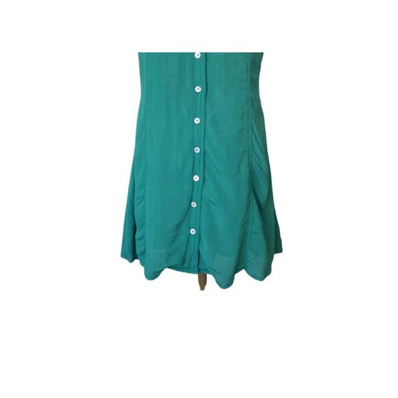 RVCA Short Sleeve Button Front Mini Dress Size S Kelly Green Y2K Preppy Twee - Picture 4 of 10